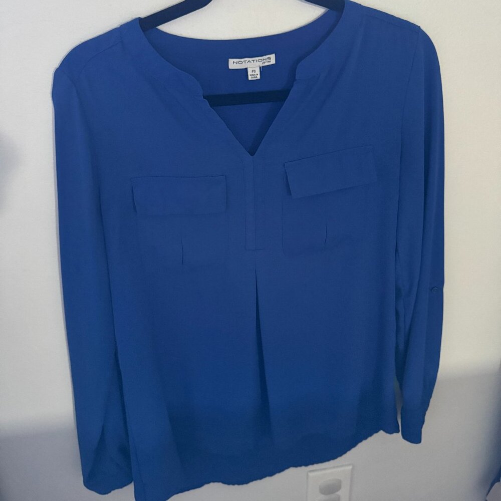 Women's Petite Royal Blue Blouse